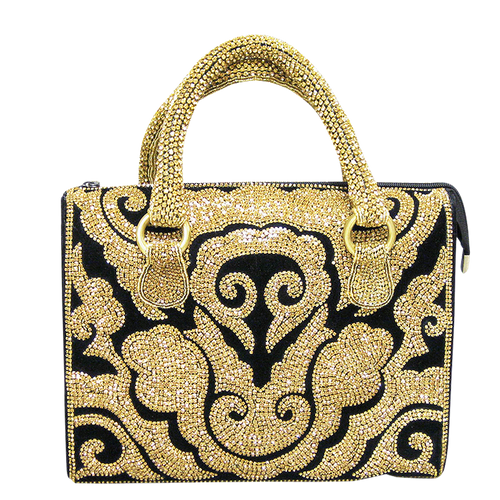 Handbag - Black & Gold Austrian Crystals w/Crystal Handle