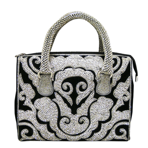 Handbag - Black & Silver Austrian Crystals w/Crystal Handle