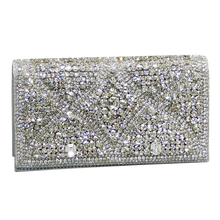 Load image into Gallery viewer, Handbag - Silver Beads w/Crystal Stones &amp; Crystal Strap