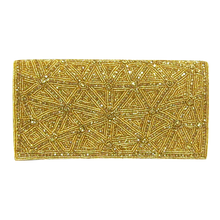 Load image into Gallery viewer, David Jeffery Handbag - Gold Crystals Beads w/Crystal Strap