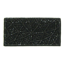 Load image into Gallery viewer, David Jeffery Handbag - Black Crystals Beads w/Crystal Strap
