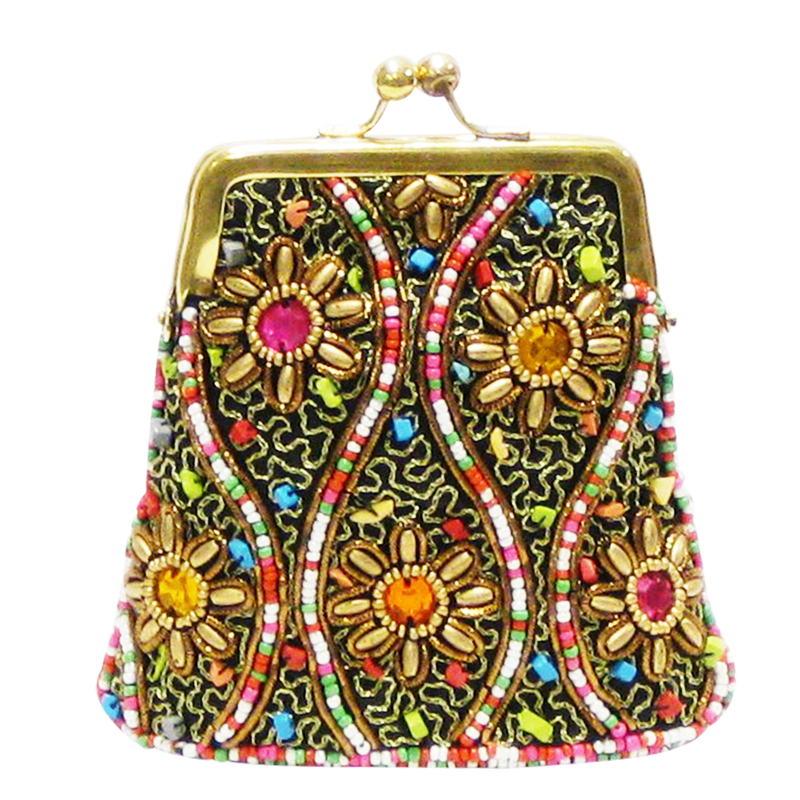 David Jeffery Coin Bag - Multicolor Beads