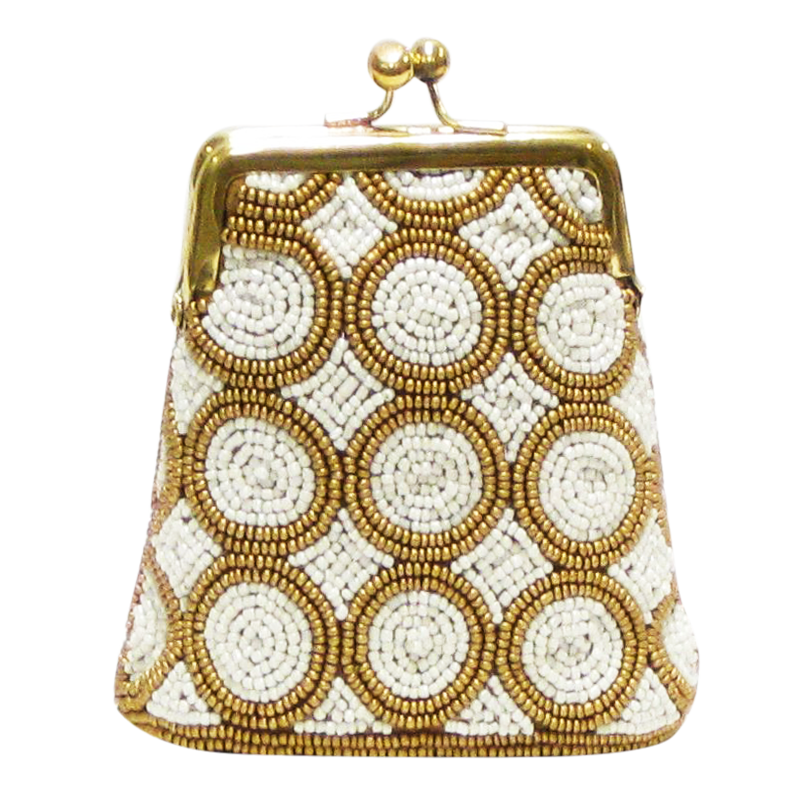 David Jeffery Coin Bag - Ivory & Gold Beads